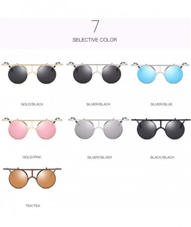 Aviator Steam punk sunglasses Reflector sunglasses for men and women retro Polarized Sunglasses round - A - C118QC9R738 $23.01