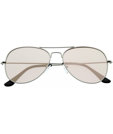 Aviator Classic Teardrop Full Metal Flash Mirrored Flat Lens Aviator Sunglasses 54mm - Silver / Pink - CZ128PMCNS3 $24.44