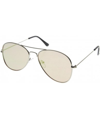 Aviator Classic Teardrop Full Metal Flash Mirrored Flat Lens Aviator Sunglasses 54mm - Silver / Pink - CZ128PMCNS3 $23.09