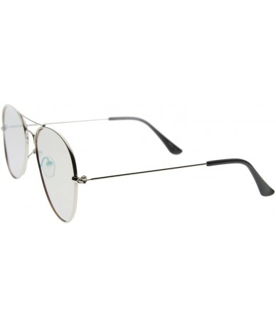 Aviator Classic Teardrop Full Metal Flash Mirrored Flat Lens Aviator Sunglasses 54mm - Silver / Pink - CZ128PMCNS3 $23.09