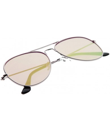 Aviator Classic Teardrop Full Metal Flash Mirrored Flat Lens Aviator Sunglasses 54mm - Silver / Pink - CZ128PMCNS3 $23.09