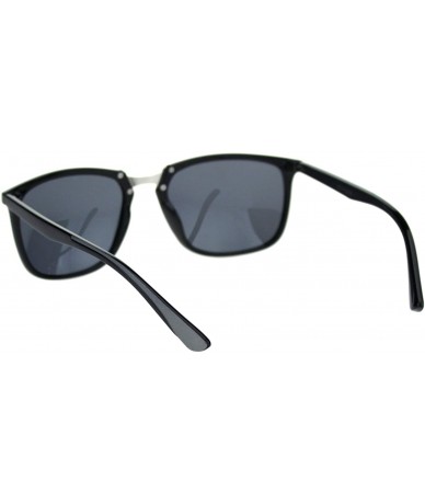 Square Mens Polarized Lens Sunglasses Designer Fashion Square Frame UV Block - Black Silver (Black) - CU18TWXM6Q4 $12.76