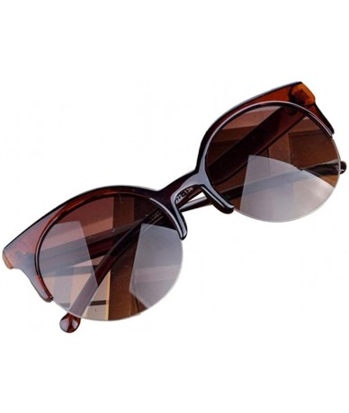 Rimless Womens Round Sunglasses - Fashion Vintage Cat Eye Semi-Rim Sun Glasses Eyewear Plastic Frame - A - CW18DWGU9L3 $8.39