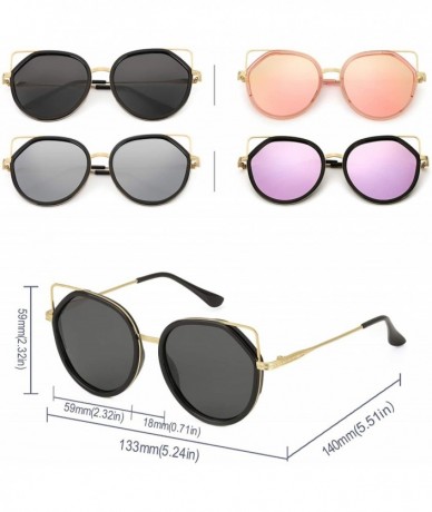 Aviator Oversized Cat Eyes Round Sunglasses for Women - Mirror Polarized Women Sunglasses 100% UV Protection - CS18U2XHW39 $1...