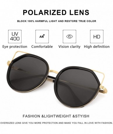 Aviator Oversized Cat Eyes Round Sunglasses for Women - Mirror Polarized Women Sunglasses 100% UV Protection - CS18U2XHW39 $1...