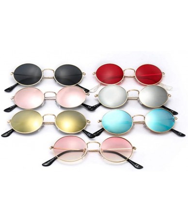 Oval Vintage Small Oval Sunglasses Women Men Black Glasses Retro Driving Sun Glasses UV400 - Gold Red - CF18TX5QX20 $13.30