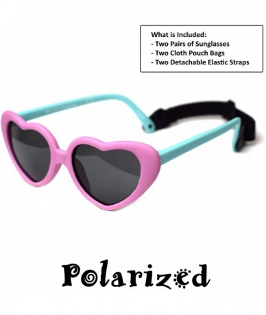 Wayfarer Sweetheart 2 Pack - Infant - Baby - Toddler's First Sunglasses for Ages 0-3 Years - Pink/Teal and Black - C218SSEQSZ...