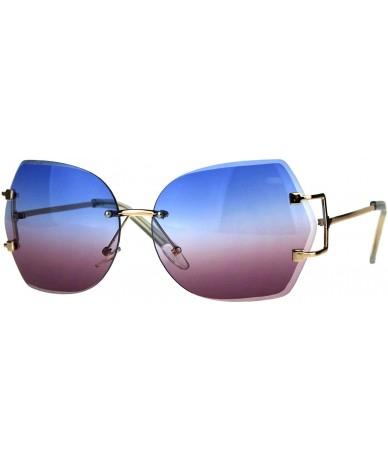 Square Womens Rimless Fashion Sunglasses Stylish Beveled Gradient Lens - Gold (Blue Purple) - CR188A7E3MS $25.06