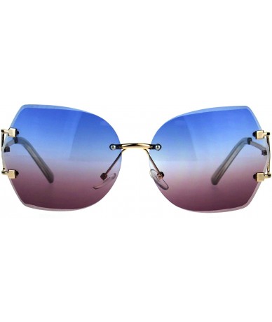 Square Womens Rimless Fashion Sunglasses Stylish Beveled Gradient Lens - Gold (Blue Purple) - CR188A7E3MS $22.46