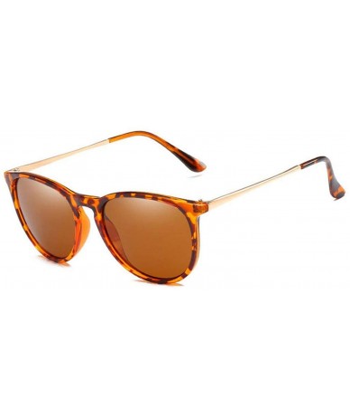 Oval Vintage Classic Sunglases Men Cat Eye Sunglasses Women Luxury Sun Glasses Designer - Leopard - CM199CC65T5 $21.31