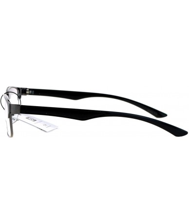 Rectangular Nerd Narrow Rectangular Metal Rim Nerdy Eyeglasses - Gunmetal - CK12KRWS739 $11.83