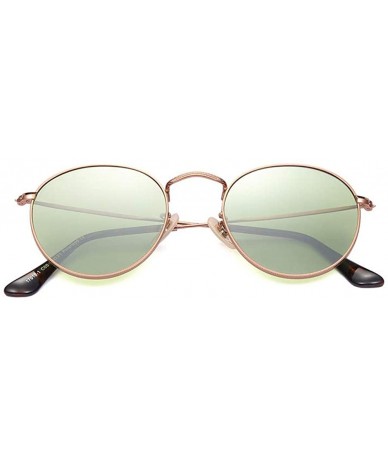 Shield Round Retro Polarized Stainless Steel Sunglasses Metal Small Frame Colorful For Women - CY18LG0O6D0 $24.15