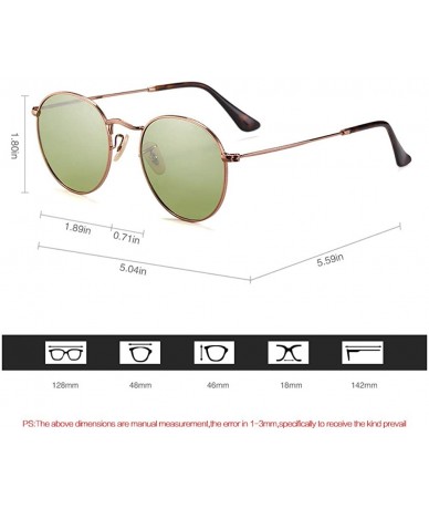 Shield Round Retro Polarized Stainless Steel Sunglasses Metal Small Frame Colorful For Women - CY18LG0O6D0 $24.15