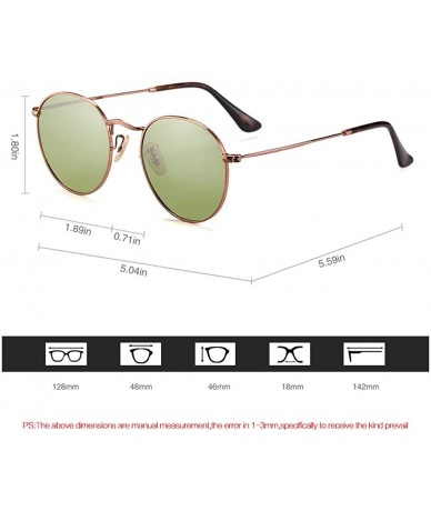 Shield Round Retro Polarized Stainless Steel Sunglasses Metal Small Frame Colorful For Women - CY18LG0O6D0 $10.44