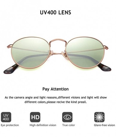 Shield Round Retro Polarized Stainless Steel Sunglasses Metal Small Frame Colorful For Women - CY18LG0O6D0 $10.44