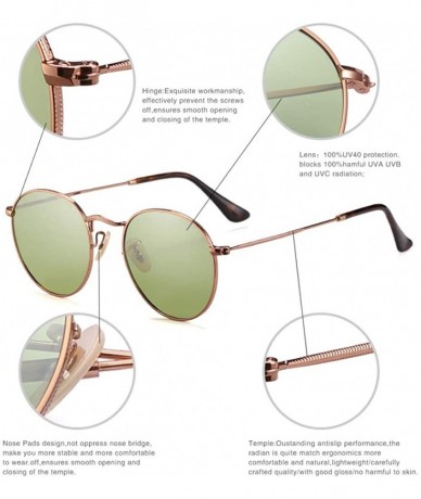 Shield Round Retro Polarized Stainless Steel Sunglasses Metal Small Frame Colorful For Women - CY18LG0O6D0 $24.15