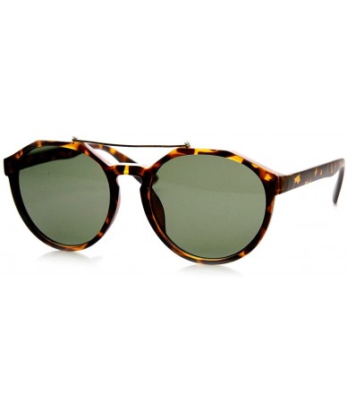 Round Euro Dapper Crossbar Keyhole Round Sunglasses (Matte Tortoise Green) - CY11MV5A48V $8.31