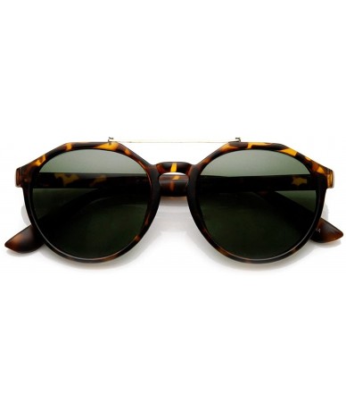 Round Euro Dapper Crossbar Keyhole Round Sunglasses (Matte Tortoise Green) - CY11MV5A48V $8.31