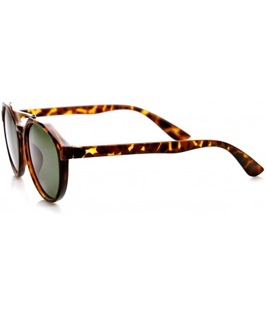 Round Euro Dapper Crossbar Keyhole Round Sunglasses (Matte Tortoise Green) - CY11MV5A48V $8.31