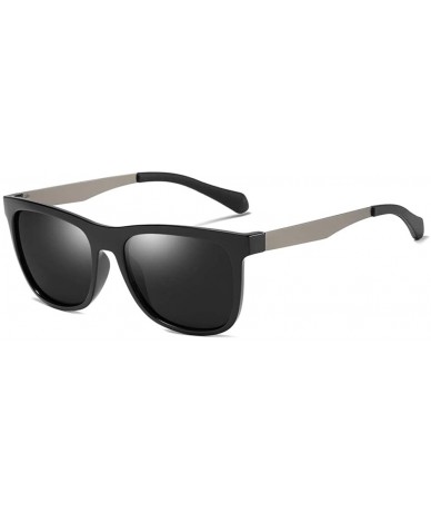 Square Uv400 Polarized Sunglasses Men Tr90 Male Sun Glasses for Driving Half Metal Man Gift - Black - C118Z60T3K7 $9.51