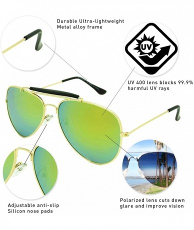 Aviator Classic Aviator Sunglasses Lightweight Metal Frame Polarized Lens - Style 2- Gold/Gold - C0195A760EG $25.58