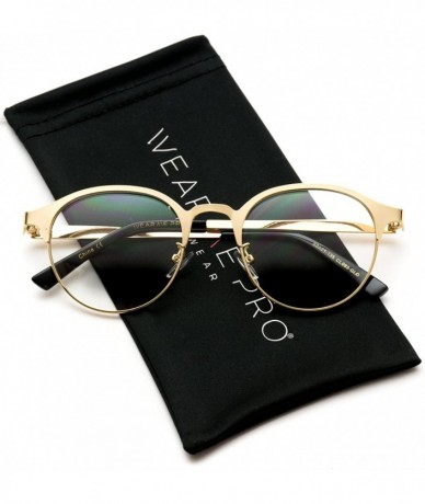 Rectangular Round Lightweight Metal Nerd Glasses - Gold Frame - CT12NZYCFNI $13.93