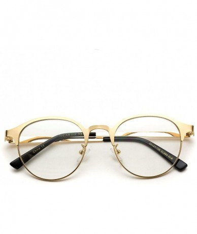 Rectangular Round Lightweight Metal Nerd Glasses - Gold Frame - CT12NZYCFNI $13.93