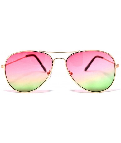 Aviator 12 Pieces Wholesale Aviator Sunglasses Two Tone Color Lens Gold Metal Frame - 064-pink-green-12 Pairs - CU18LL9Y08A $...