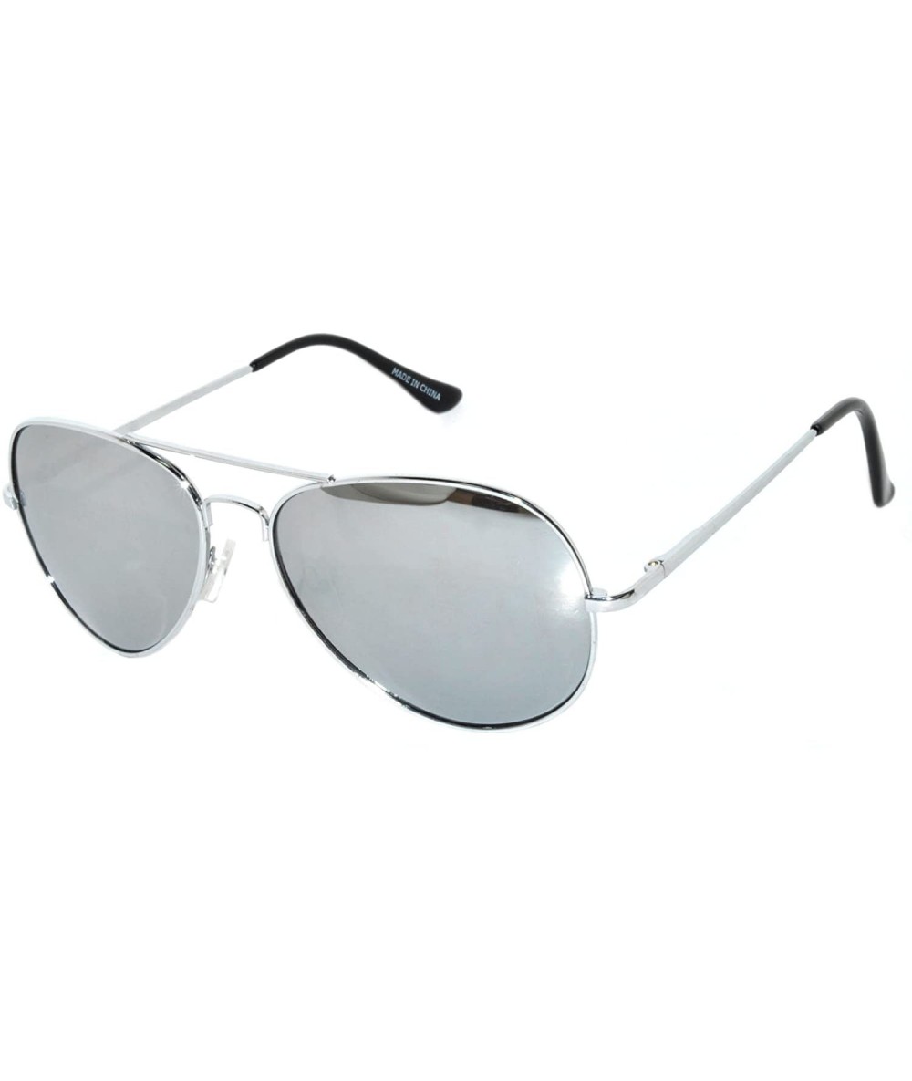 Aviator Spring Hinge Silver Mirror Lens Aviator Sunglasses Silver Metal Frame for Mens - CX1223Q29EP $16.52
