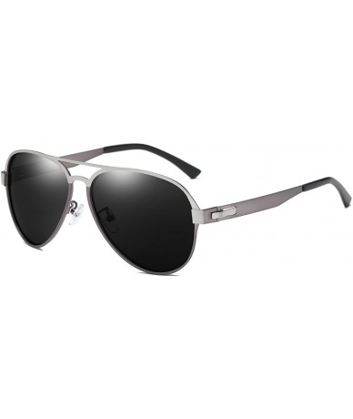 Aviator Pilot Premium Military Style Sunglasses for Men 100% UV Protection Polarized - Gunmetal Frame Gray Lens - CC17AA8TKRG...