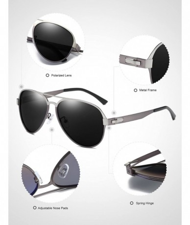 Aviator Pilot Premium Military Style Sunglasses for Men 100% UV Protection Polarized - Gunmetal Frame Gray Lens - CC17AA8TKRG...