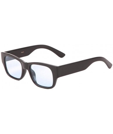 Square Thick Temple Square Frame Color Lens Sunglasses - Blue - CD1987GWUOQ $27.42