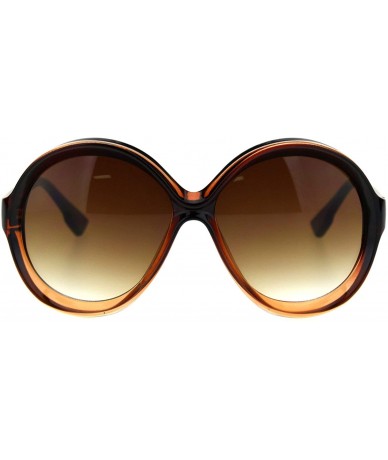 Butterfly Womens Thick Plastic Round Chic Retro Mod Sunglasses - All Brown - CM18SKAXX6O $10.38