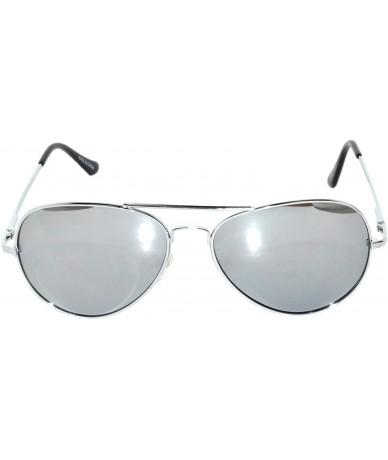 Aviator Spring Hinge Silver Mirror Lens Aviator Sunglasses Silver Metal Frame for Mens - CX1223Q29EP $16.52