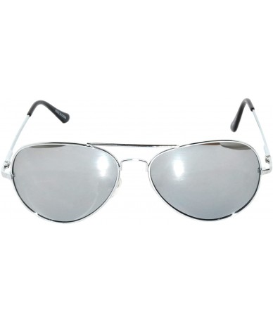 Aviator Spring Hinge Silver Mirror Lens Aviator Sunglasses Silver Metal Frame for Mens - CX1223Q29EP $11.09