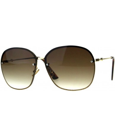 Rimless Womens Half Rim Sunglasses Glitter Edge Designer Fashion Shades - Gold (Brown) - CP18EIE2QEX $10.78