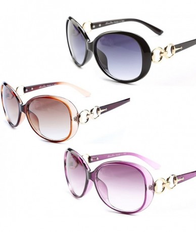 Oversized 3 pairs Fashion Oversized Uv400 Protection Women's Sunglasses - 13038(black+brown+purple) - CR12FW3TYE9 $108.20