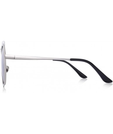 Aviator Cat Eye Sunglasses Round Metal Cut-Out Flash Mirror Lens Sun glasses S8064 - Silver - CX12N2HFDXP $8.01
