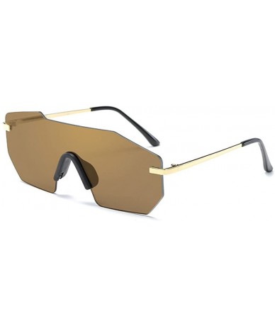 Rimless Fashion Rimless Mirrored Sunglasses For Women Shades Oversized Eyewear - Coffee - CO18E0INU9T $22.97