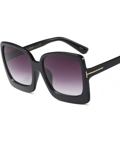 Rectangular Vintage Inspired Women Sunglasses Plastic Bold Rim Big Square Designer Shades - Black - CH1963YWXS8 $18.43