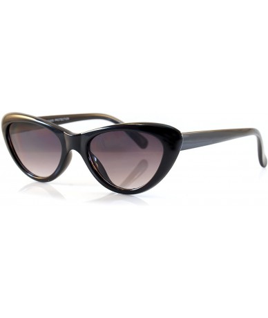 Oval Goggles Slim Oval Cat-Eye Gradient Lens Sunglasses A090 - Black/ Black Gr - C21806TE9TT $8.80