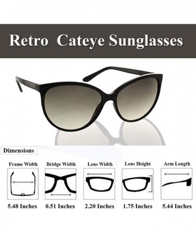 Oversized Cat Eye Sunglasses for Women Retro Vintage Cateye Sun Glasses with Designer Style - 100% UV Protection - Black - C2...