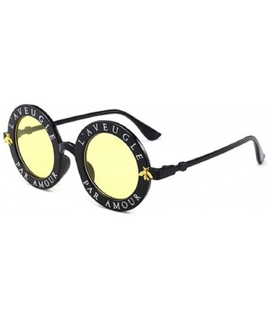 Round 2019 Sunglasses Retro Round Circle Classic Bee Letters Eyewear Glasses Women Men Shades Feminino Lunette Soleil - C118X...
