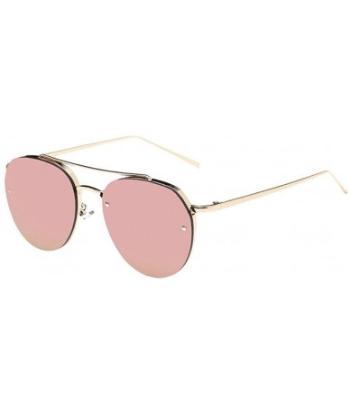 Oversized Women Fashion Circular Sunglasses Metal Frame Sunglasses Brand Classic Tone Mirr - CW18O3RI95M $17.76