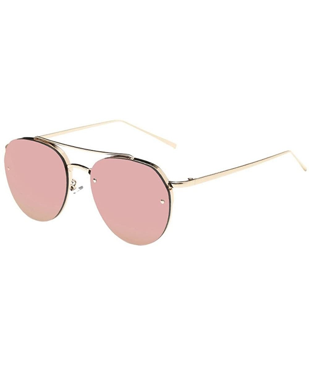 Oversized Women Fashion Circular Sunglasses Metal Frame Sunglasses Brand Classic Tone Mirr - CW18O3RI95M $11.22