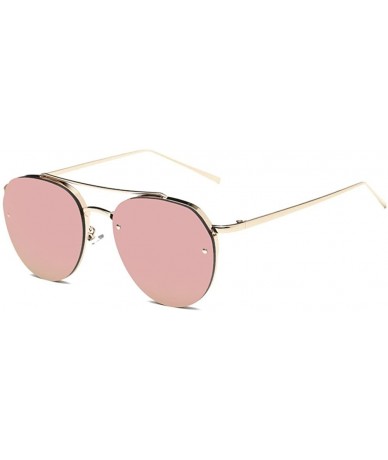 Oversized Women Fashion Circular Sunglasses Metal Frame Sunglasses Brand Classic Tone Mirr - CW18O3RI95M $11.22