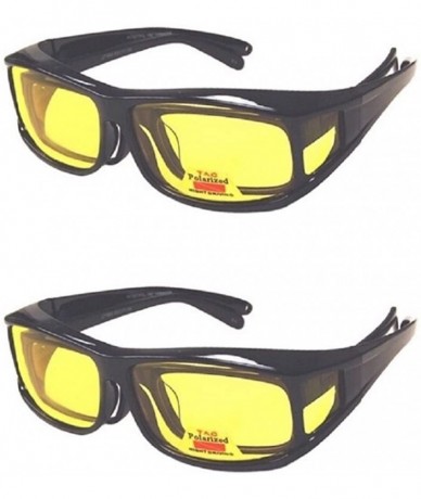 Goggle Polarized Fit Over Cover Wear Over Glasses Yellow Lens Night Driving Sunglasses - Black/Black - CI1899AGG07 $21.62