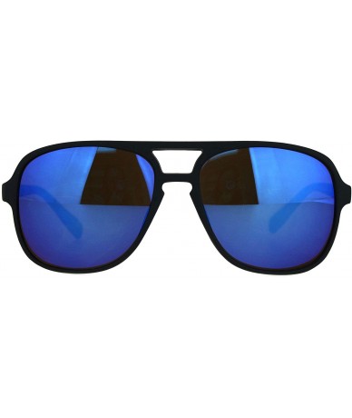 Aviator Mens Classic 90s Plastic Pilots Racer Sport Sunglasses - Matte Black Blue - C918M504KE6 $9.16