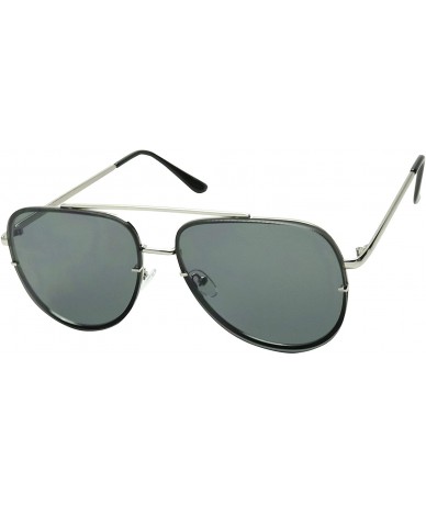 oversized retro pilot style aviator sunglasses full metal frame teardrop flat lens xl fashion shades silver cs18znqeseh