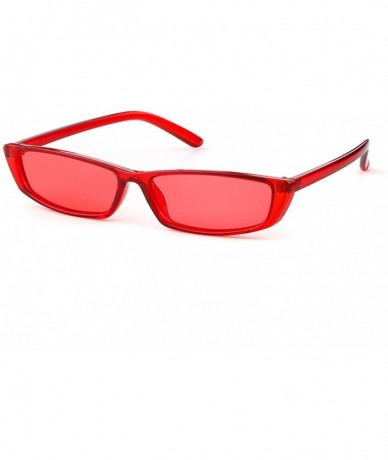 Goggle Rectangle Small Frame Sunglasses Fashion Designer Square Shades for Women - Red - CW18C5SWGAN $18.90
